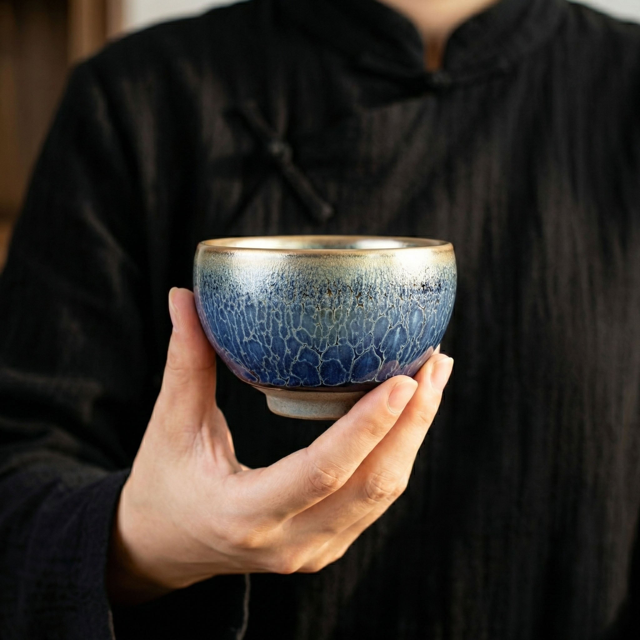 Chinese Shanhai Style Ceramic Tea Cup, Straight Body & Flared Rim Tasting Cup, Single Kung Fu Tea Ware